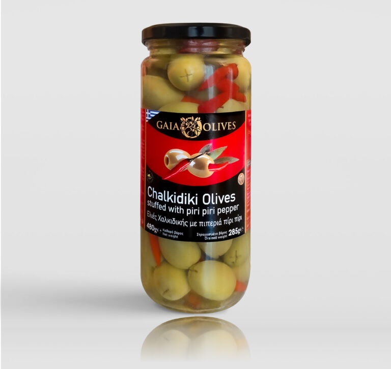 Γεμιστές ελιές Χαλκιδικής με πιπεριά chili (πίρι πίρι)