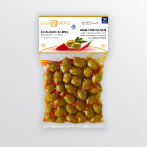 Vacuum 250g πρασινες ελιες Χαλκιδικης με πιπερια πιρι πιρι και παπρικα