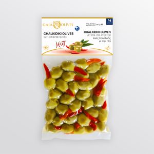 Vacuum 250g πρασινες ελιες Χαλκιδικης γεμιστες με πιπερια πιρι πιρι